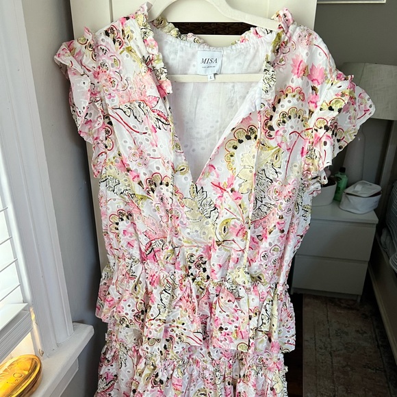 MISA Ruffle Eyelet Mini Dress - Picture 3 of 4